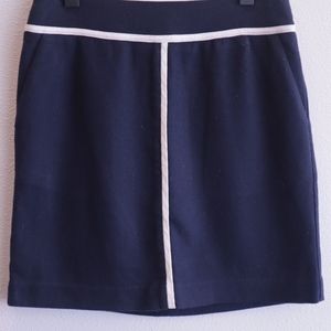 Ann Taylor Navy Blue and White Pipped Skirt